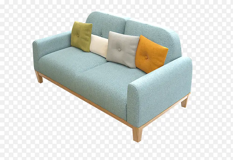 蓝色个性三人沙发