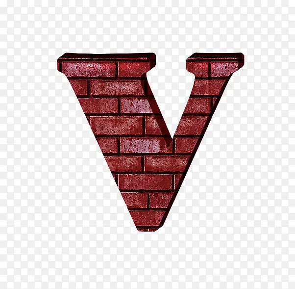 红砖墙字母v