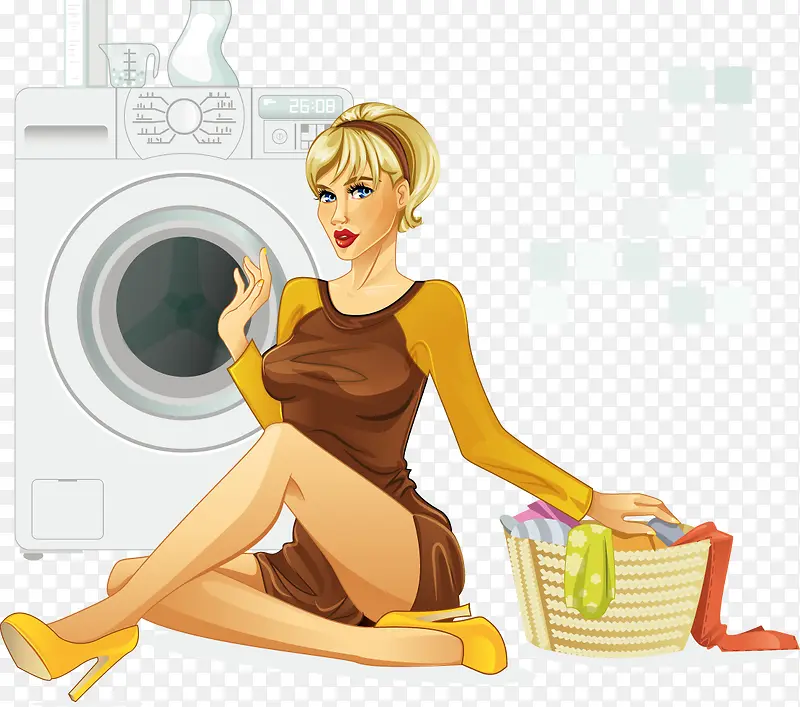 洗衣服的美女