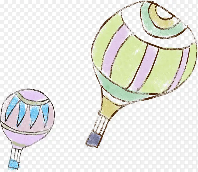 手绘彩色漫画热气球