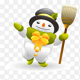 圣诞老人和雪人扫把PNG图标