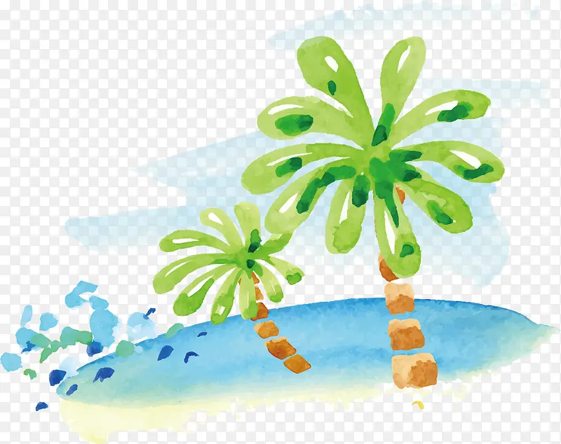 水彩椰树设计
