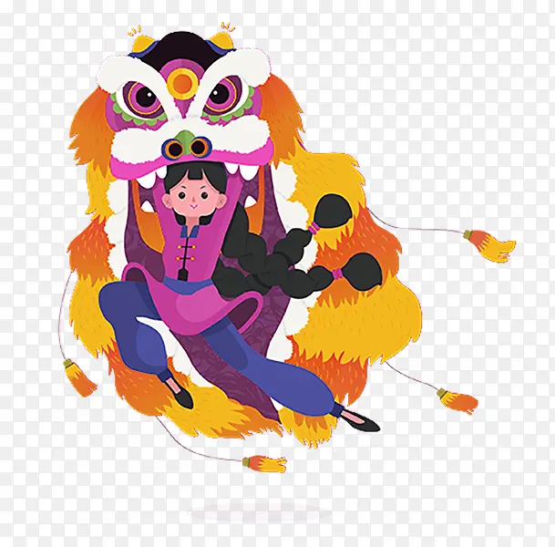 舞狮子的小孩