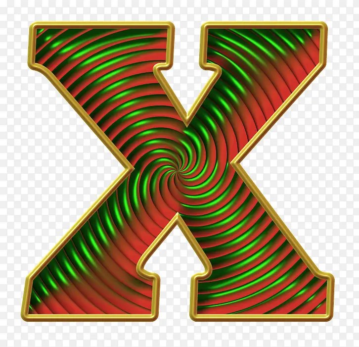 彩金圆圈字母X