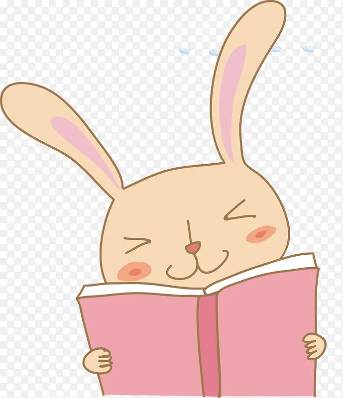 粉色看书的兔子