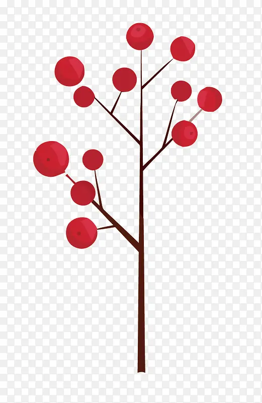 矢量红色果子树枝