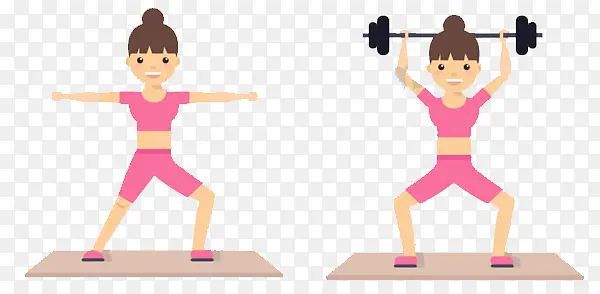 女性健身卡通图案举重体操