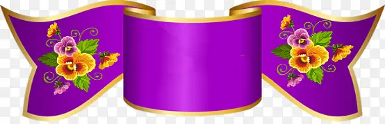紫色金边丝带文本框