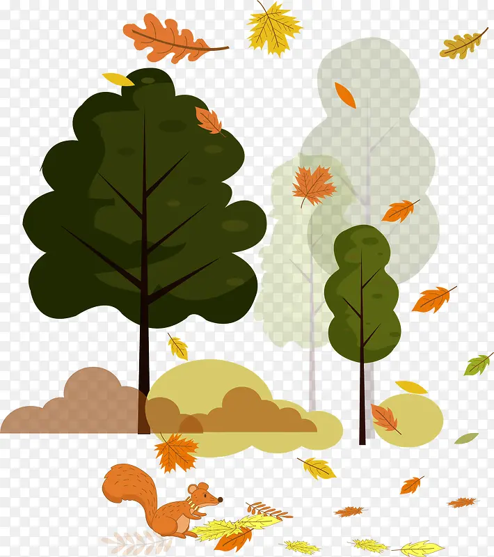 手绘秋天树叶装饰图案