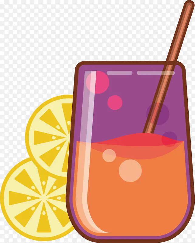 紫色杯子橙汁