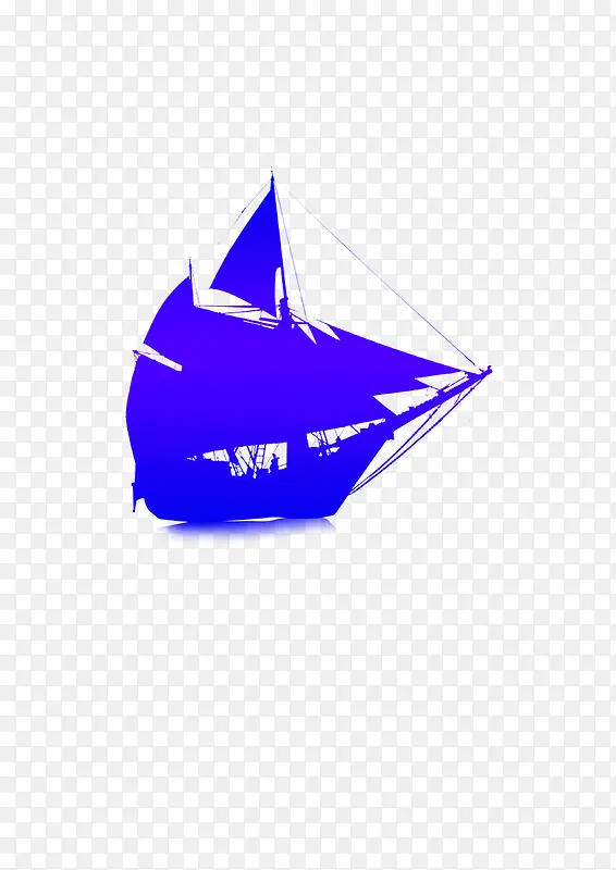 轮船剪影蓝色