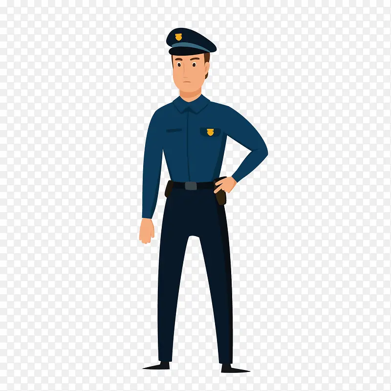 蓝色衣服卡通设计警察