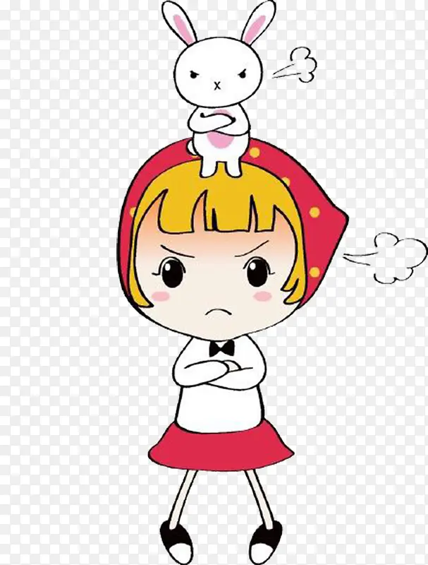 生气的女孩和兔子