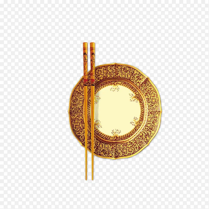 金色中国风筷子瓷碗