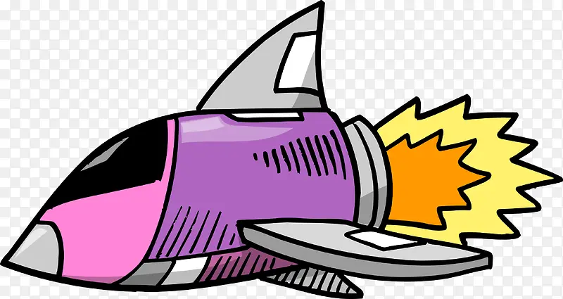 矢量卡通紫色飞船
