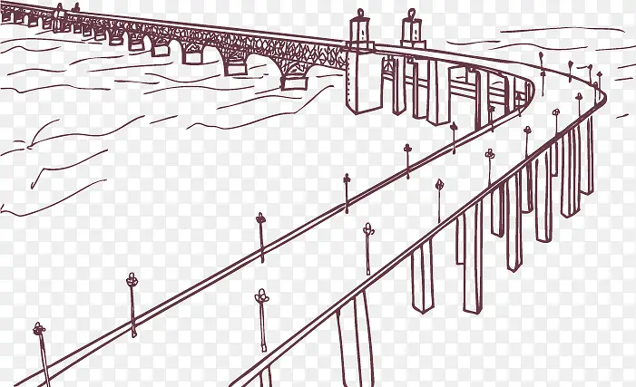 手绘南京大桥