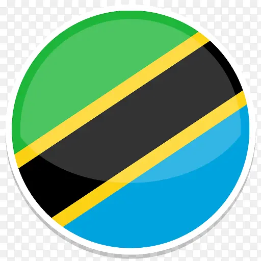 坦桑尼亚平圆世界国旗图标集