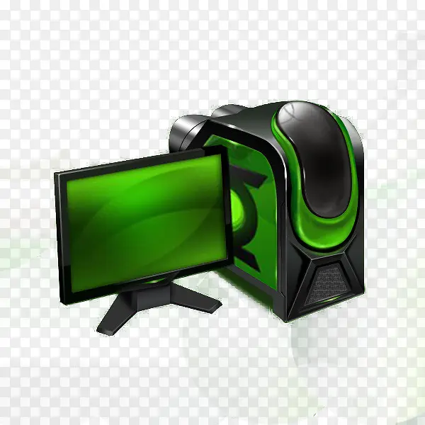 绿色的游戏台式电脑