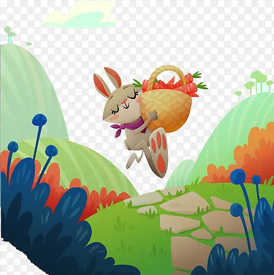 开心的兔子卡通背景