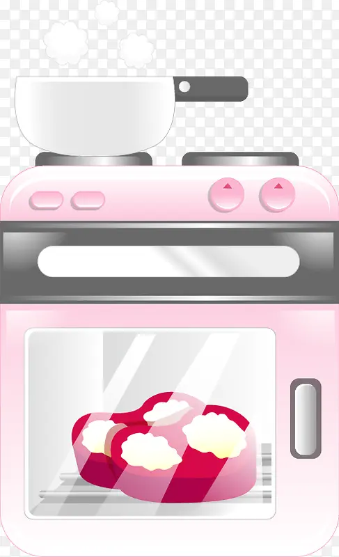 手绘粉色烤箱银锅图案