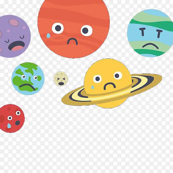 卡通流泪的太阳系星球