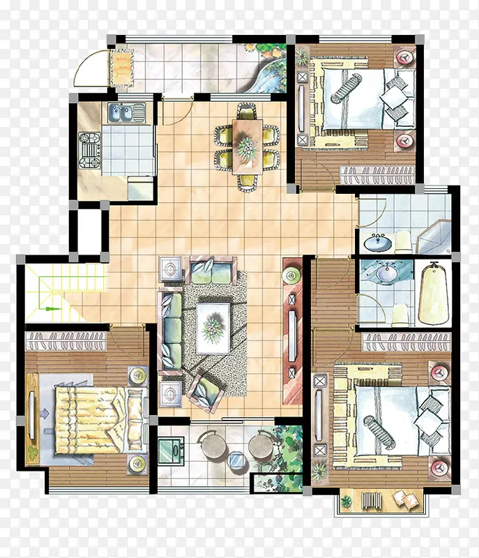 三室一厅房屋平面设计图
