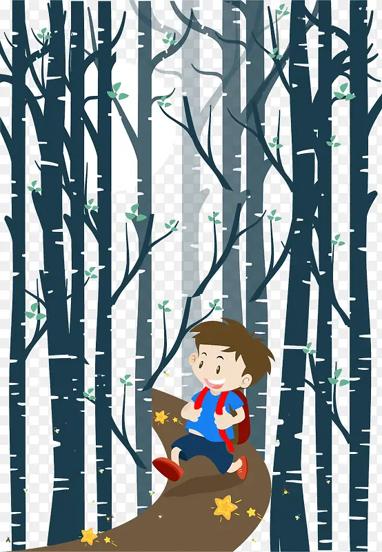 树林里的男孩