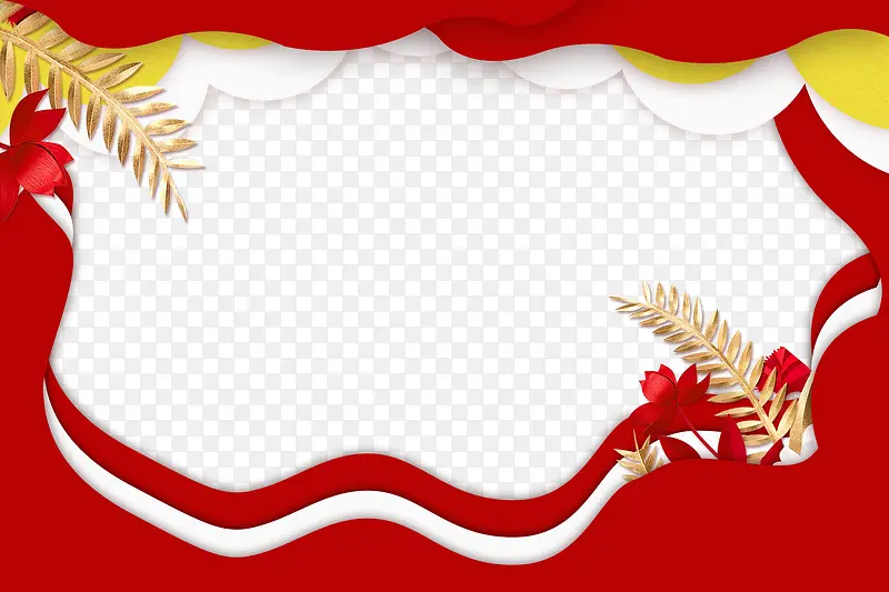 剪纸风折纸红色国庆节banner