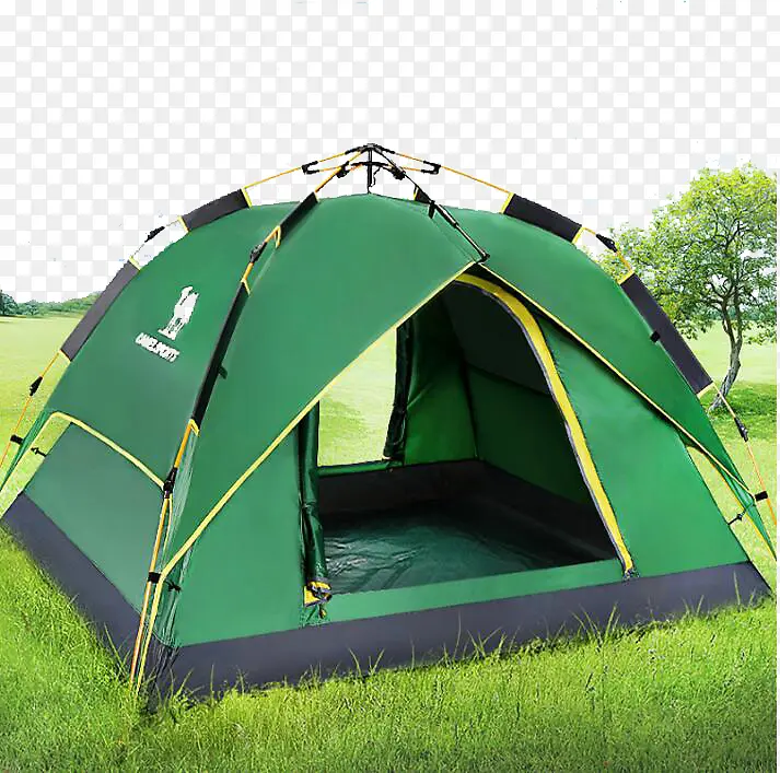 绿色帐篷和草地