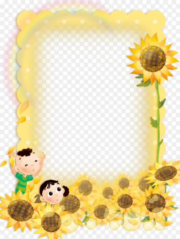 可爱小孩向日葵边框背景