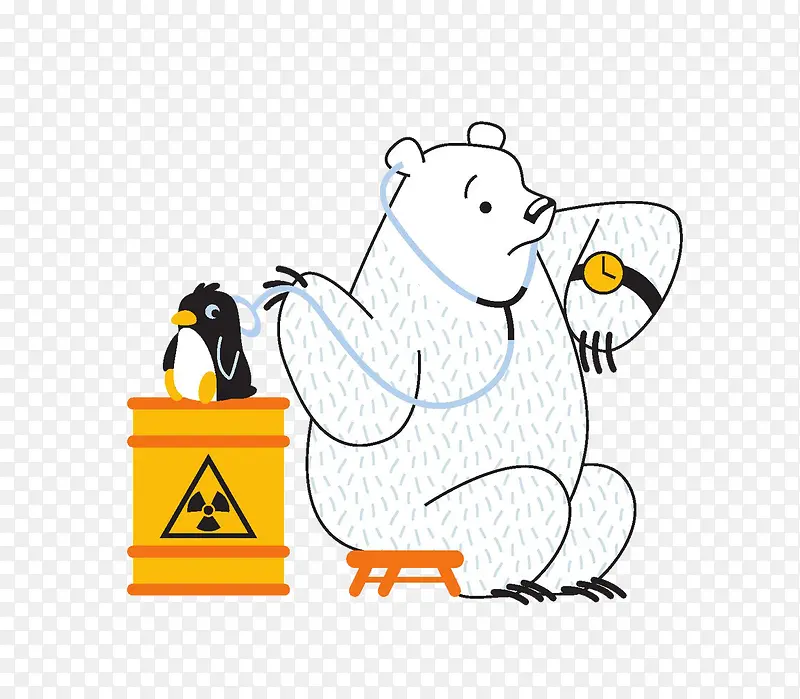 北极熊给企鹅看病