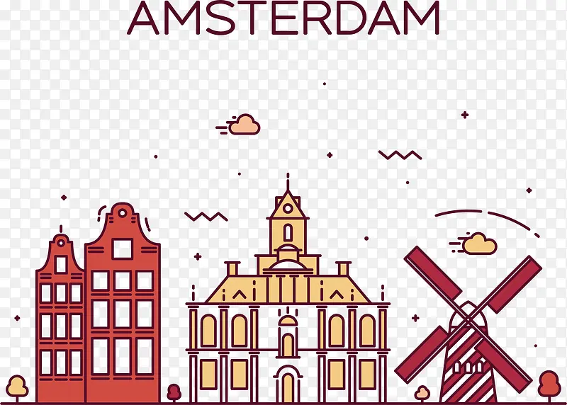 阿姆斯特丹街景矢量图