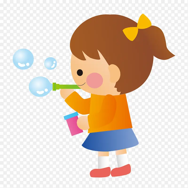 卡通小女孩吹泡泡PNG图片素材下载_图片编号qkpmgvja-免抠素材网