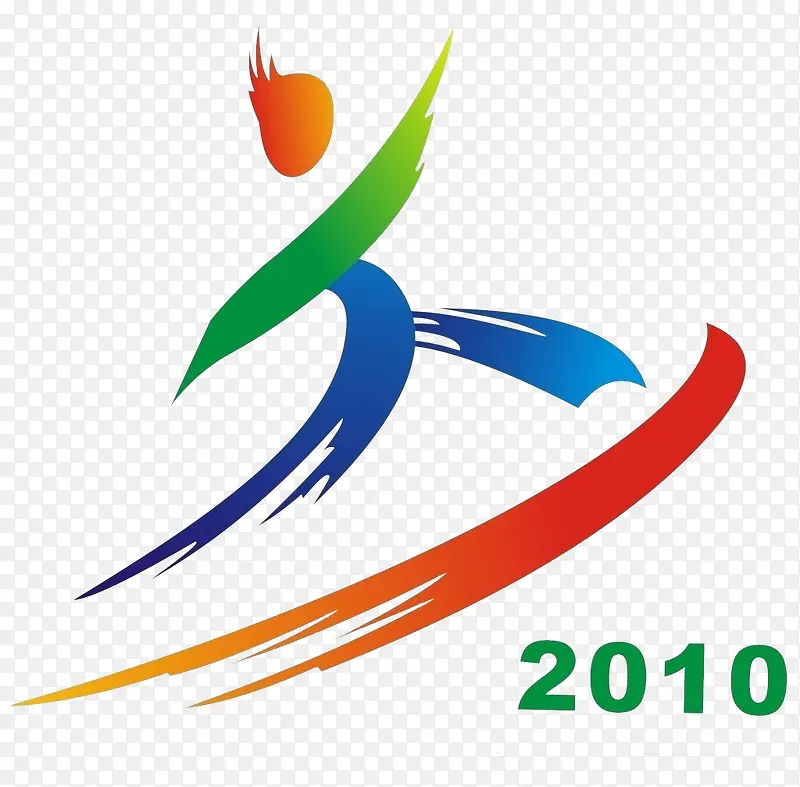 彩色手绘2010运动会会徽免扣