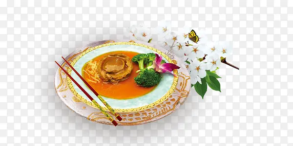 鲍鱼鲜汤中国风美食简约装饰