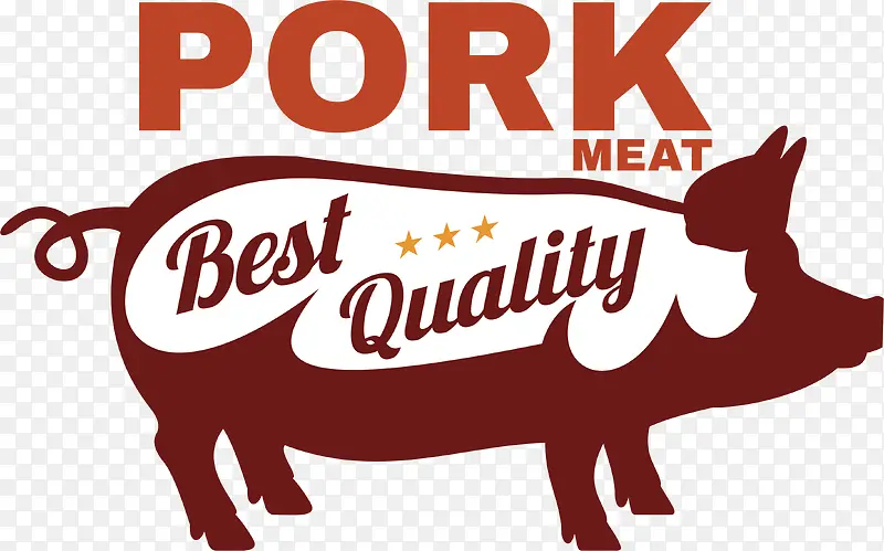 猪肉剪影卡通标签