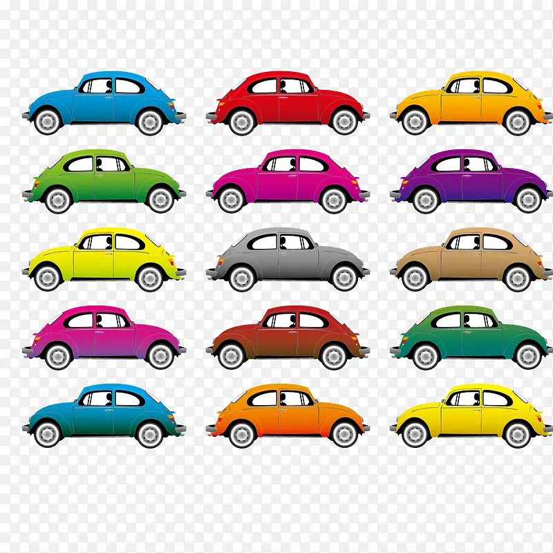 各种颜色的经典汽车
