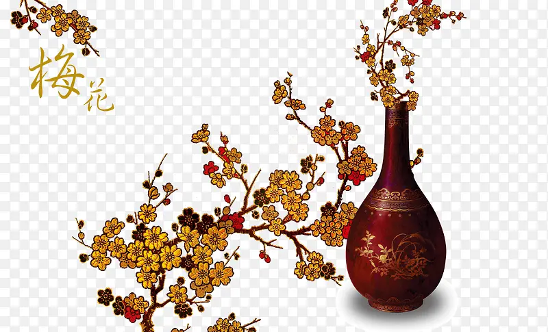 梅花彩绘花瓶