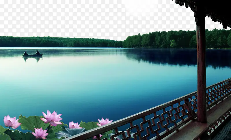 湛蓝的湖景