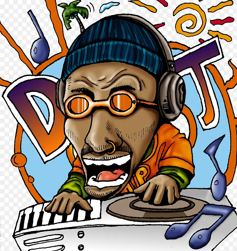 卡通DJ人物设计PNG