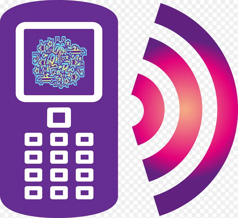 手机及手机信号图标矢量图