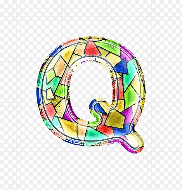 彩色玻璃字母Q