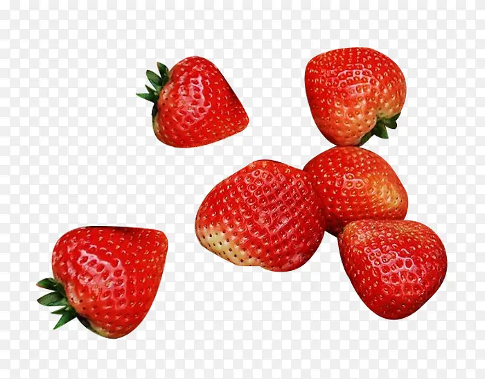 几颗新鲜草莓采摘图片
