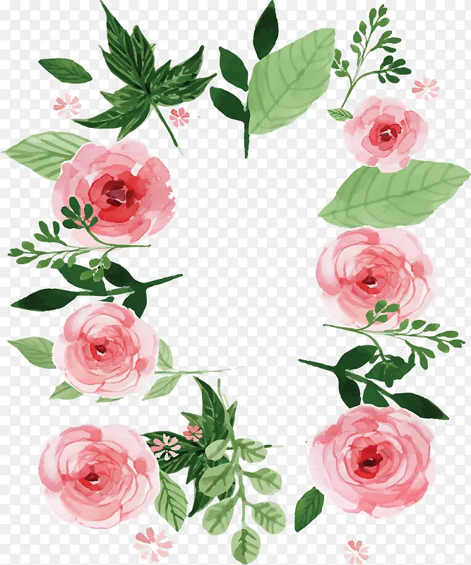 水彩粉玫瑰标题框