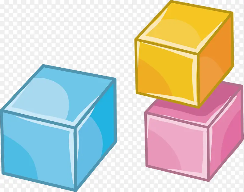 矢量图水彩立方体玩具