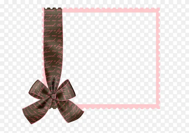 棕色蝴蝶结彩带装饰粉色相框