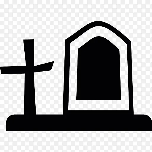 墓地的墓碑和十字架图标