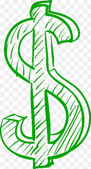 绿色手绘美元货币符号