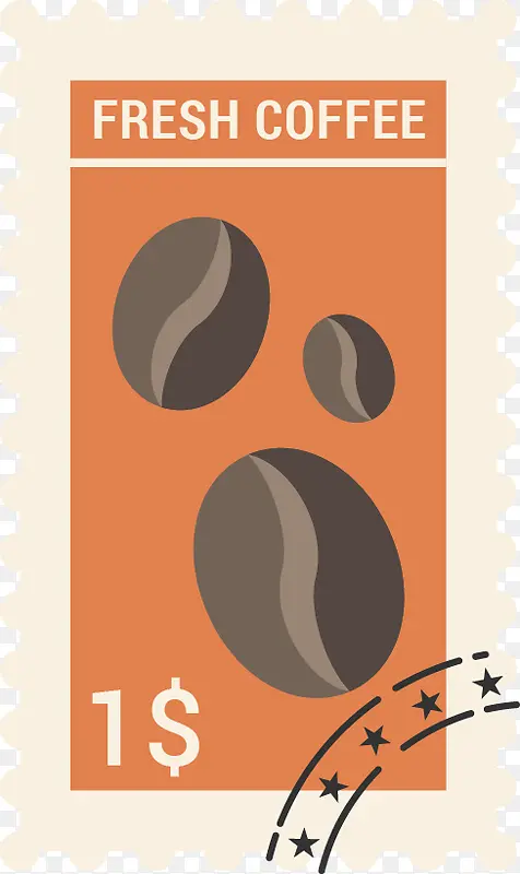 矢量咖啡豆邮票