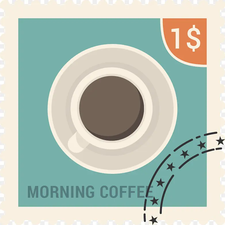 矢量咖啡邮票